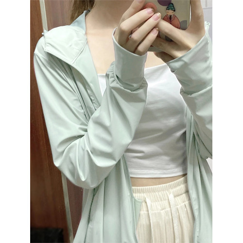 綠色冰絲防曬衣女新款夏季大碼胖mm寬鬆顯瘦薄外套防紫外線防曬服