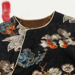 夏季2025新款上衣小衫新中式女國風重工薄款圓領提花寬鬆人絲襯衫