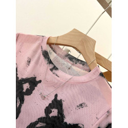 專櫃撤廻剪標美式紥染蝴蝶防曬長袖T恤女夏季甜辣抽繩網紗打底衫