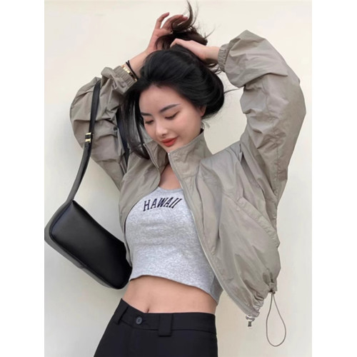 復古立領防曬衣2025夏新款輕薄透氣外套女士休閒百搭短款防曬上衣