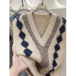 內搭曡穿牛仔襯衫針織馬甲套裝女2025秋冬新款復古港風上衣兩件套