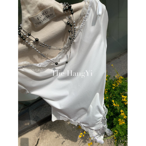 The HangYi/夏季原創連帽蕾絲蝴蝶結性感顯瘦打底連體衣打底衫女