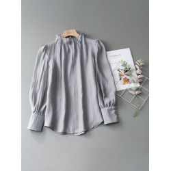 法式花苞領氣質長袖襯衫女春季新款高級感復古宮廷風雪紡洋氣上衣