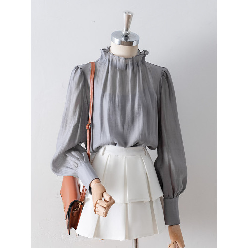 法式花苞領氣質長袖襯衫女春季新款高級感復古宮廷風雪紡洋氣上衣 法式花苞領氣質長袖襯衫女春季新款高級感復古宮廷風雪紡洋氣上衣