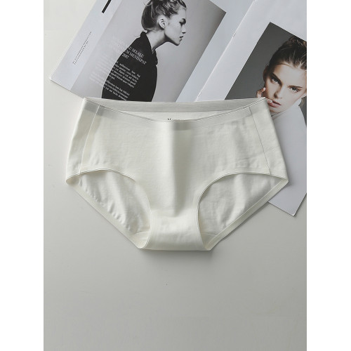 白色內褲女生純棉低腰無痕全棉100%抗菌襠中腰女士純色三角褲