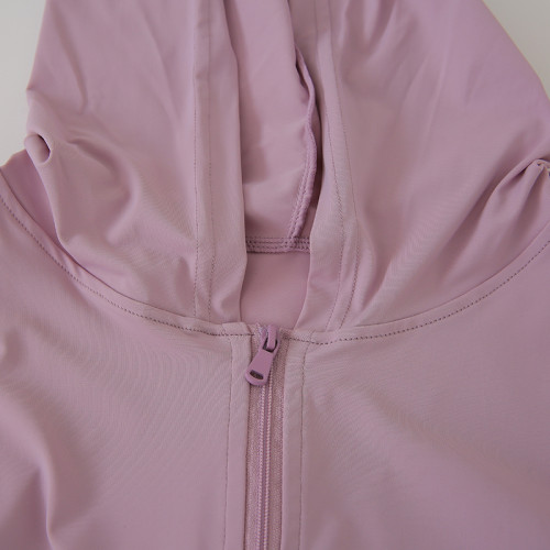 無敵推薦~閉眼入！真冰絲錦綸長袖防曬衣女連帽修身小蠻腰短外套