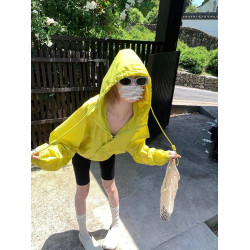 Nofat辣妹 抽繩連帽防曬衣女夏季新款輕薄透氣防曬服寬鬆涼感外套