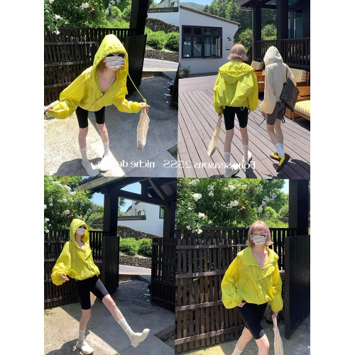Nofat辣妹 抽繩連帽防曬衣女夏季新款輕薄透氣防曬服寬鬆涼感外套
