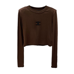 2025秋冬內搭黑色打底衫女洋氣時尚韓版圓領長袖T恤短款顯瘦上衣