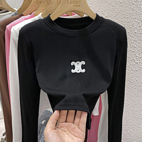 2025秋冬內搭黑色打底衫女洋氣時尚韓版圓領長袖T恤短款顯瘦上衣 2025秋冬內搭黑色打底衫女洋氣時尚韓版圓領長袖T恤短款顯瘦上衣