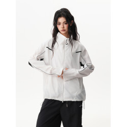 冰絲涼感速乾防曬衣女男2025夏boxy薄款透氣上衣戶外拼接運動外套