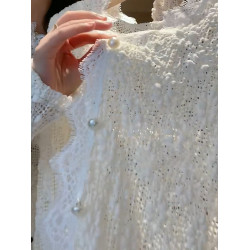 法式仙氣氣質V領蕾絲衫女2026年春新款復古洋氣減齡時尚百搭上衣