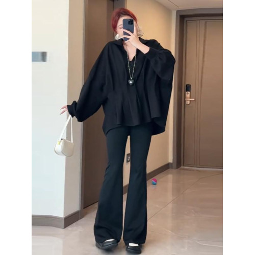 大碼寬鬆遮肉襯衫女春季胖mm顯瘦襯衣設計感小衆法式赫本風上衣