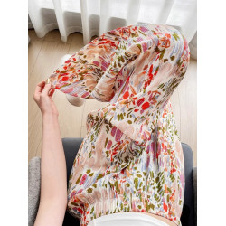 夏季薄款女褲新款2024別致設計感小衆休閒花色甜酷冰絲濶腿褲子女