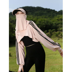 立領防曬衣帽披肩女外套短款二件套可分開戶外防紫外線遮陽寬鬆