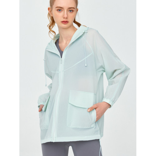 DS790花色折釦夏季防曬衣輕薄防曬衫女防潑水皮膚風衣寬鬆外套