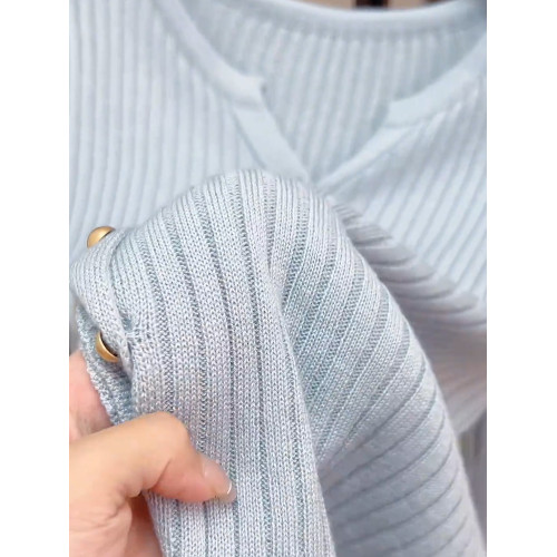 2026秋季新品藍色針織衫長袖上衣女時尚洋氣減齡高級感顯瘦上衣