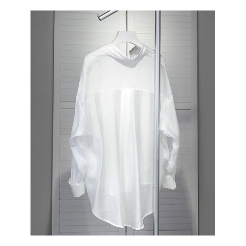 高級垂感白襯衫女夏季新款寬鬆薄款天絲防曬襯衣法式冰絲開衫外套