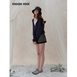 Moonmoi｜藍之戀曲 寬鬆輕薄柔軟拉鍊防/曬連帽短外套+漁夫帽