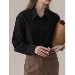 絨面鍛感免燙玫瑰綉花長袖襯衫女法式新款高級抗皺超好看襯衣上衣