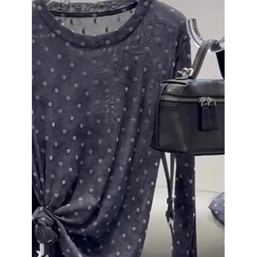 輕薄設計感波點微透防曬罩衫t恤2025夏季顯瘦精緻減齡長袖針織衫