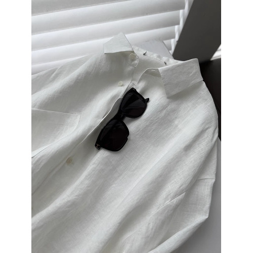 白色棉麻防曬襯衫女夏季寬鬆休閒上衣慵懶風薄款外套亞麻微透襯衣