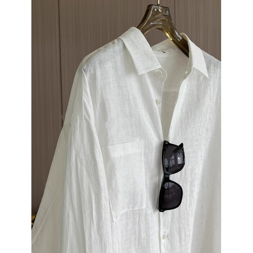 白色棉麻防曬襯衫女夏季寬鬆休閒上衣慵懶風薄款外套亞麻微透襯衣