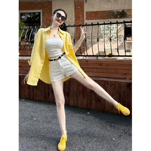 黃色防曬襯衫外套薄款2026輕奢高級感夏日多巴胺寬鬆慵懶感上衣女