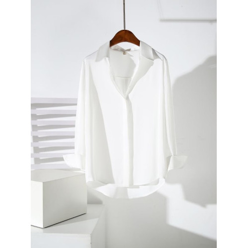 高級感紅色緞面襯衫女長袖通勤文藝氣質上衣新款抗皺免燙醋酸襯衣