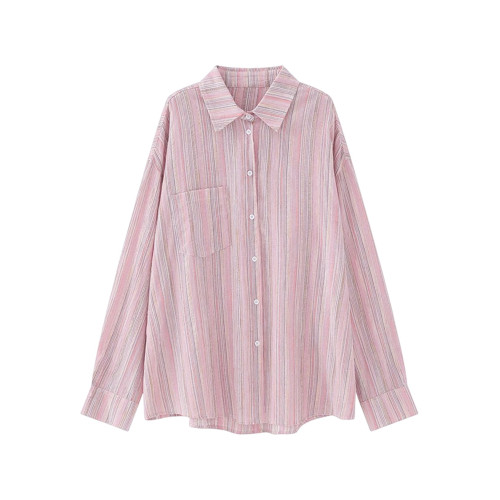 2026新款粉色襯衫外套秋冬女裝慵懶風法式休閒寬鬆長袖上衣早春薄