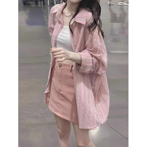 2026新款粉色襯衫外套秋冬女裝慵懶風法式休閒寬鬆長袖上衣早春薄