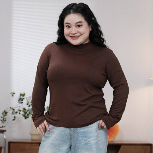 福飲沸別【多巴胺】大碼胖mm秋冬季新款內搭小高領打底衫2581