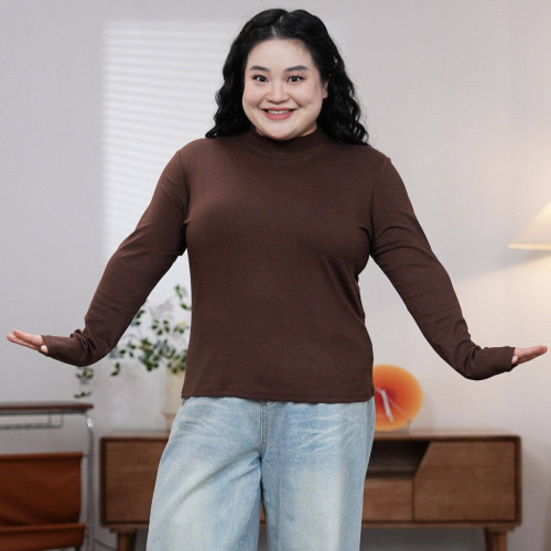 福飲沸別【多巴胺】大碼胖mm秋冬季新款內搭小高領打底衫2581