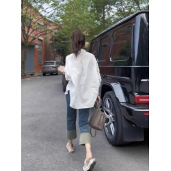 設計感小衆寬鬆白色襯衫女裝2026年春裝新款韓版高級感上衣白襯衣