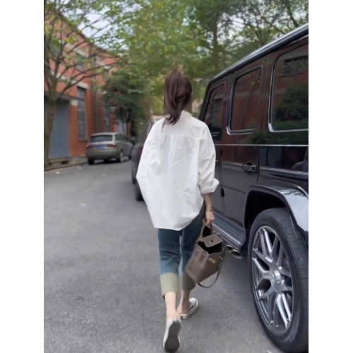 設計感小衆寬鬆白色襯衫女裝2026年春裝新款韓版高級感上衣白襯衣