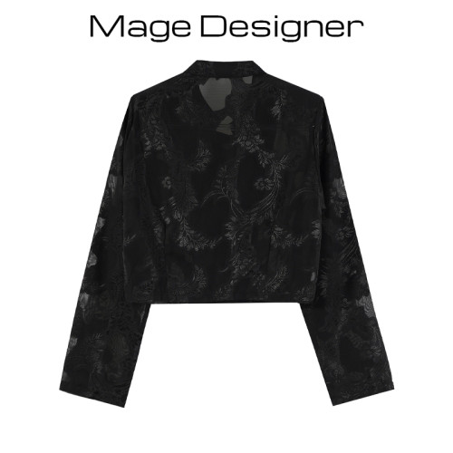 新中式國風復古盤釦短款改良西裝上衣春秋新款高級感顯瘦立領襯衫 新中式國風復古盤釦短款改良西裝上衣春秋新款高級感顯瘦立領襯衫