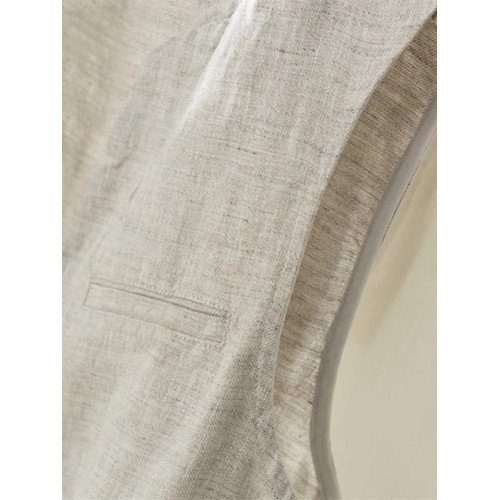 日韓出口剪標無袖亞麻V領西裝馬甲復古文藝百搭時髦外套上衣