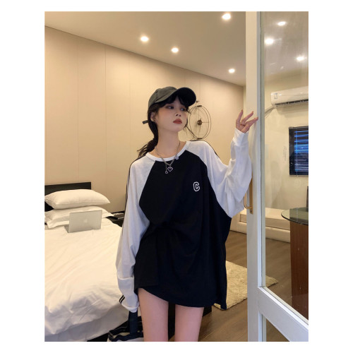 特大碼300斤撞色拼接字母套頭防曬衣女胖MM夏季寬鬆長袖薄款上衣 特大碼300斤撞色拼接字母套頭防曬衣女胖MM夏季寬鬆長袖薄款上衣