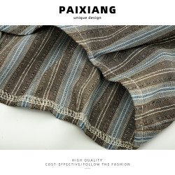 PAIXIANG/學院風條紋短款長袖襯衫女2025春季新款打底衫減齡襯衣