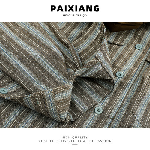 PAIXIANG/學院風條紋短款長袖襯衫女2025春季新款打底衫減齡襯衣 PAIXIANG/學院風條紋短款長袖襯衫女2025春季新款打底衫減齡襯衣