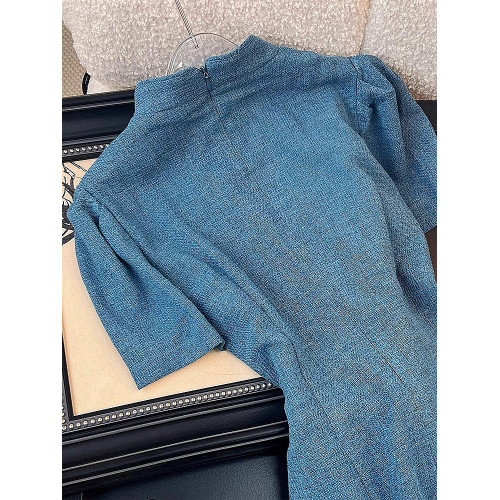 點點2026夏季新款復古高級感收腰顯瘦減齡改良旗袍藍色國風連衣裙