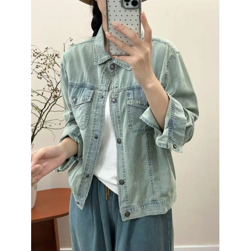 0114春款牛仔夾克襯衫外套上衣 胸圍120肩寬45衣長56