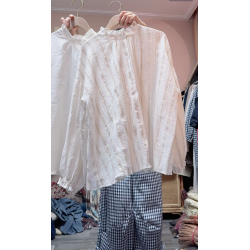 916棉麻襯衫花邊領袖開衫上衣 胸圍150衣長66