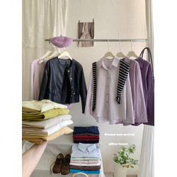 基礎系韓國王炸色系長袖方領淨版襯衫女秋內搭外曡穿休閒氣質襯衣