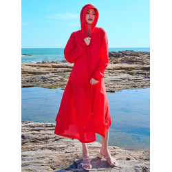 防曬衣女2025新款夏季防紫外線薄款透氣大碼過膝長款風衣外套衫服