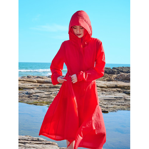 防曬衣女2025新款夏季防紫外線薄款透氣大碼過膝長款風衣外套衫服