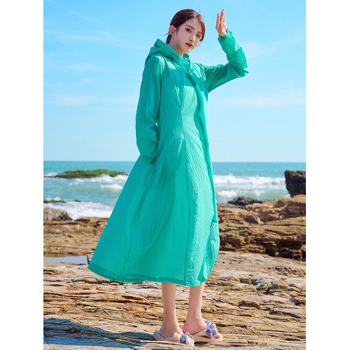 防曬衣女2025新款夏季防紫外線薄款透氣大碼過膝長款風衣外套衫服
