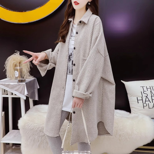 開衫襯衫外套女春秋2025新款大碼女裝韓版寬鬆中長款爆款洋氣上衣 開衫襯衫外套女春秋2025新款大碼女裝韓版寬鬆中長款爆款洋氣上衣