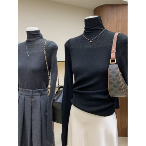 廣州十三行女裝韓國貨東大門秋冬高領修身百搭長袖針織打底衫內搭