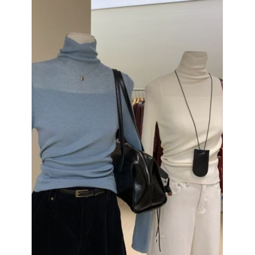 廣州十三行女裝韓國貨東大門秋冬高領修身百搭長袖針織打底衫內搭